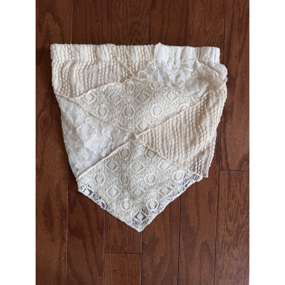 Willow + Root Hanky Hem Tube Top Tie Back Lace Ivory Boho Sz Small